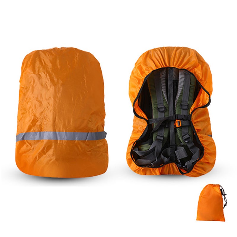 Aotu Water-proof Backpack Cover Rainproof Backpack Rain Cover with Reflective Strip for Hiking Camping Orange XL - Image 4