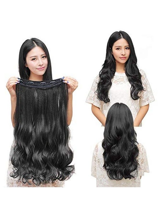 Paradise 5 Clips ¾ Head 1 Piece Hair Extensions For Women Real Hair And Hair Extensions For Girls To Increase Instant Length And Volume (Black) - Image 1