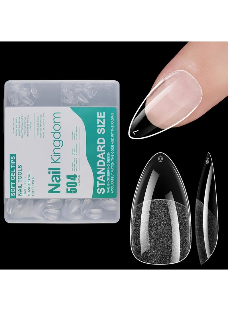 SYOSI Soft Gel Nail Tips Kit, 504pcs Almond Clear Press On Nails for Extension, Pre Shaped Half Matte Full Cover Fake Nails in 10 Sizes, Durable Comfortable Acrylic Nail Tips for DIY Manicure Art Salon Home - Image 1