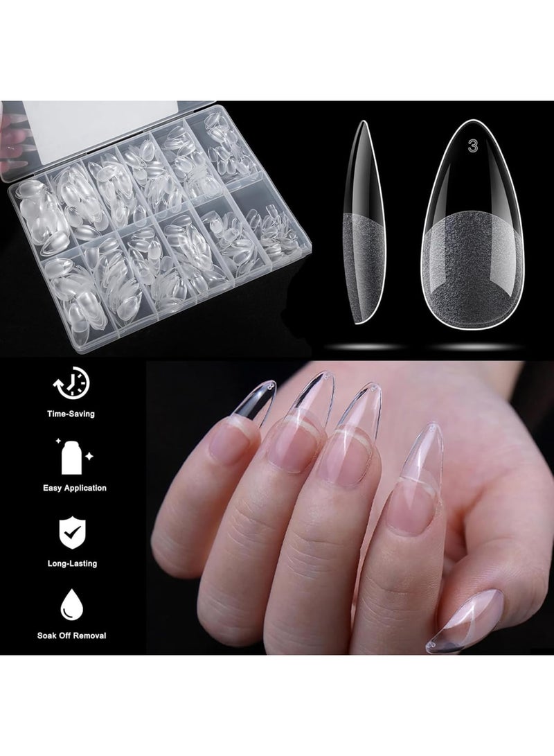 SYOSI Soft Gel Nail Tips Kit, 504pcs Almond Clear Press On Nails for Extension, Pre Shaped Half Matte Full Cover Fake Nails in 10 Sizes, Durable Comfortable Acrylic Nail Tips for DIY Manicure Art Salon Home - Image 4