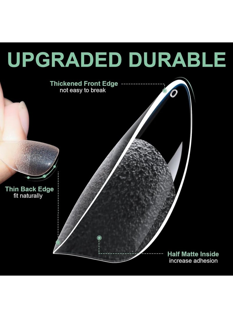 SYOSI Soft Gel Nail Tips Kit, 504pcs Almond Clear Press On Nails for Extension, Pre Shaped Half Matte Full Cover Fake Nails in 10 Sizes, Durable Comfortable Acrylic Nail Tips for DIY Manicure Art Salon Home - Image 2