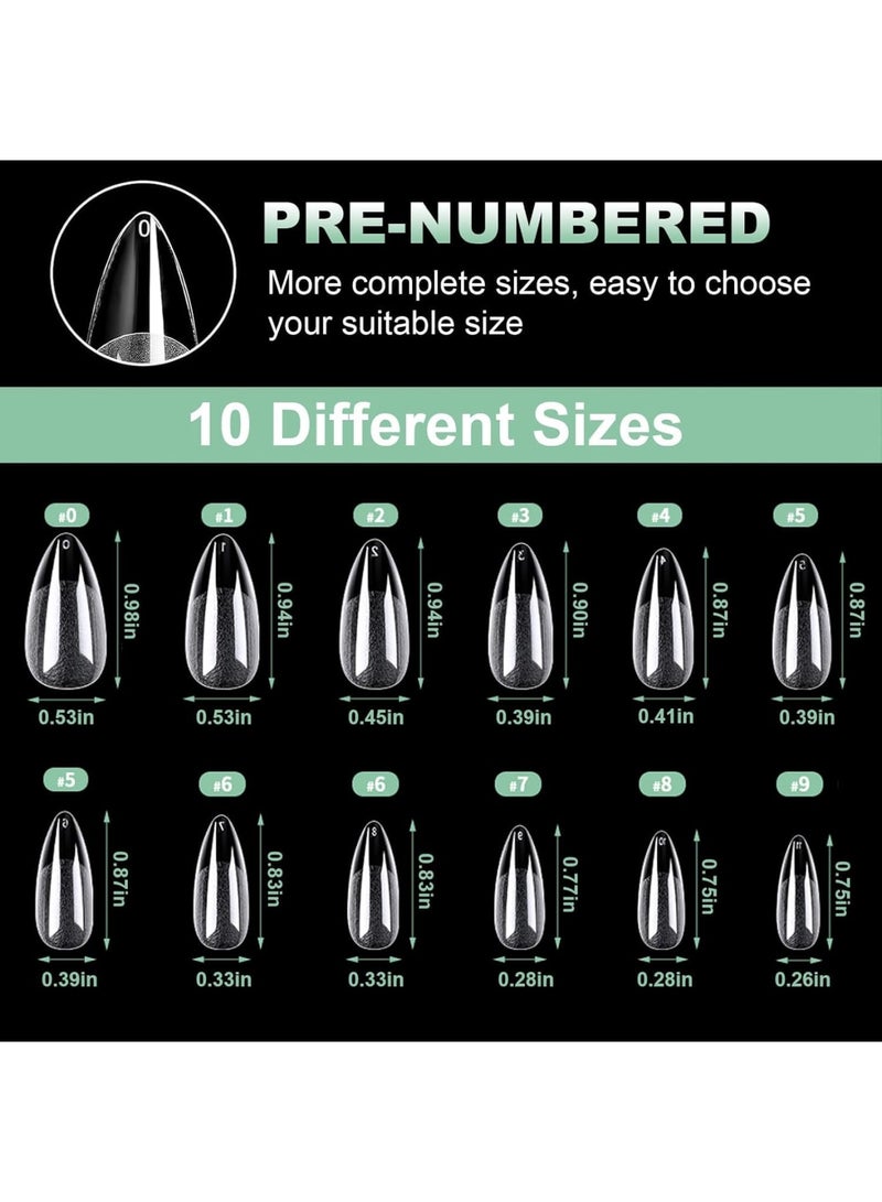 SYOSI Soft Gel Nail Tips Kit, 504pcs Almond Clear Press On Nails for Extension, Pre Shaped Half Matte Full Cover Fake Nails in 10 Sizes, Durable Comfortable Acrylic Nail Tips for DIY Manicure Art Salon Home - Image 5