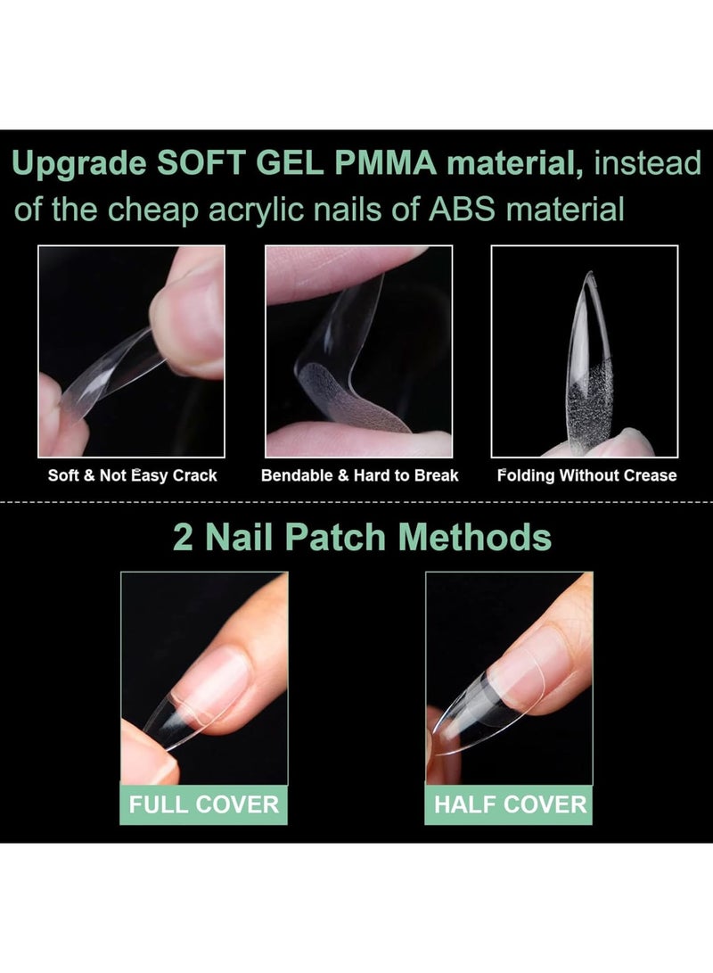 SYOSI Soft Gel Nail Tips Kit, 504pcs Almond Clear Press On Nails for Extension, Pre Shaped Half Matte Full Cover Fake Nails in 10 Sizes, Durable Comfortable Acrylic Nail Tips for DIY Manicure Art Salon Home - Image 3