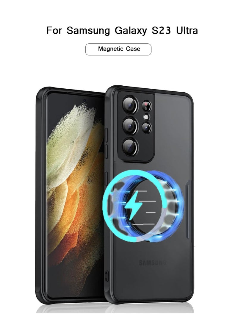 Magnetic Case for Samsung Galaxy S23 Ultra  [Compatible with Magsafe] Ultra-Thin Cover Soft TPU Bumper + Acrylic Clear Back Airbags Shookproof Drop - Image 1