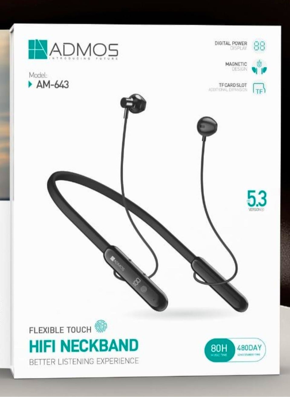 admos Admos Wireless Digital Display Ear Earphone Wireless Ear Neckband With 80 Hours Playtime And ZC0732E59D5108FA9FB2DZ