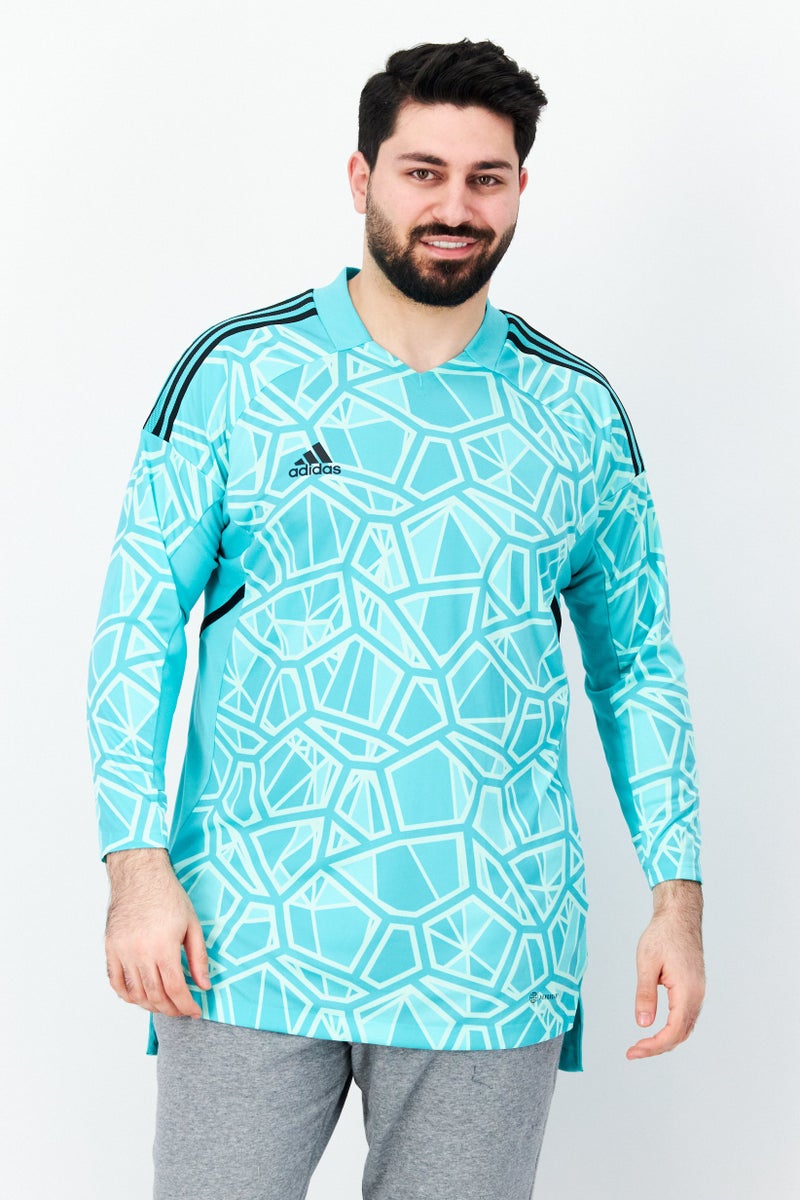 Adidas قميص كرة قدم رجالي بأكمام طويلة مناسب للرياضة، فيروزي  - Image 1