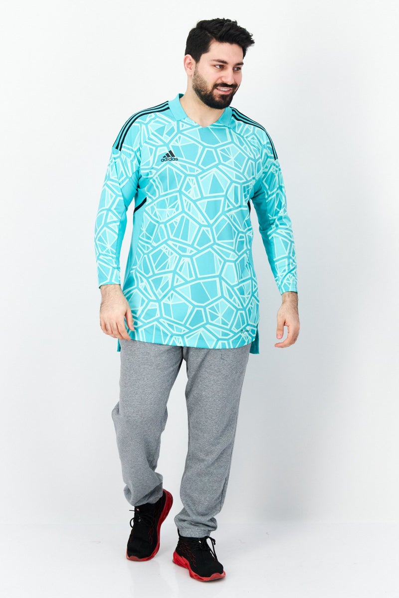 Adidas قميص كرة قدم رجالي بأكمام طويلة مناسب للرياضة، فيروزي - Image 4