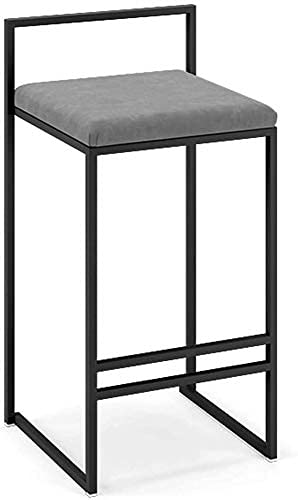 Generic Indian Decor 21033 Bar Stool Grey Counter high Stool with Velvet Cushion Heavy Breakfast Chair Suitable for Bars cafes Kitchens Metal Counter Chair Color Gray Size 66cm26in Made in India  - Image 1