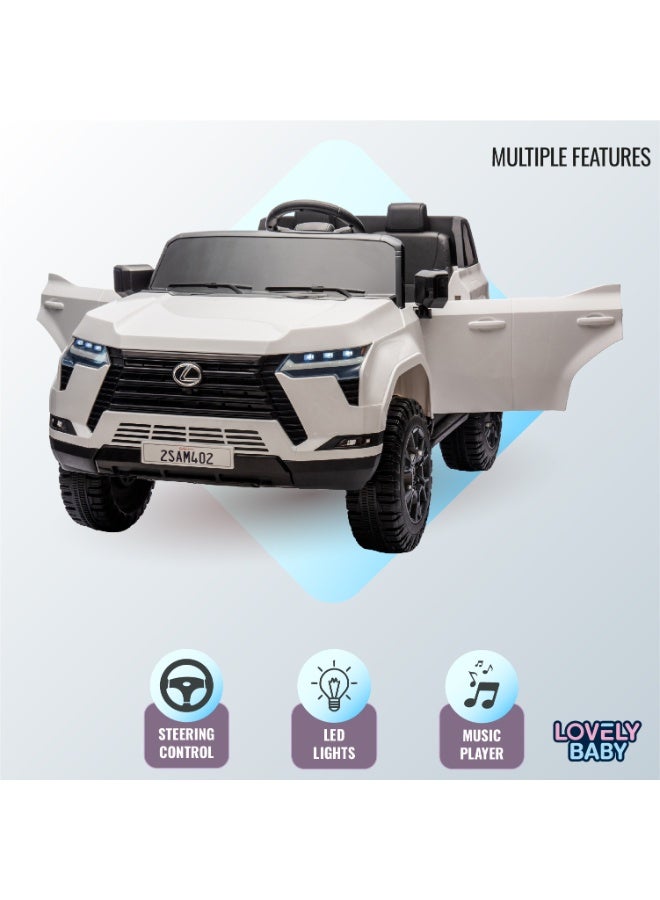 Lexus LB 4002EL Battery Operated Kids Ride-On Vehicle with, EVA Wheels, Music, LED Lights, Seat Belt, Sit and Drive Car for Boys & Girls Ages 2-6 Years - White - Image 5