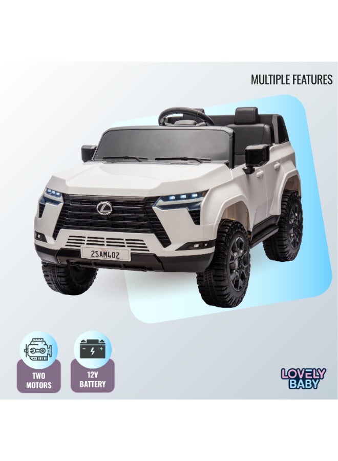 Lexus LB 4002EL Battery Operated Kids Ride-On Vehicle with, EVA Wheels, Music, LED Lights, Seat Belt, Sit and Drive Car for Boys & Girls Ages 2-6 Years - White - Image 3