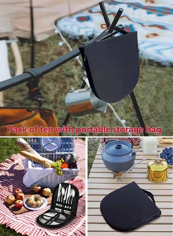 Camping Silverware Kit,10-piece Kitchen Silverware Kit With Portable Storage Bag,2 Person Stainless Steel Dinnerware Set For Camp Kitchen BBQ - Image 4