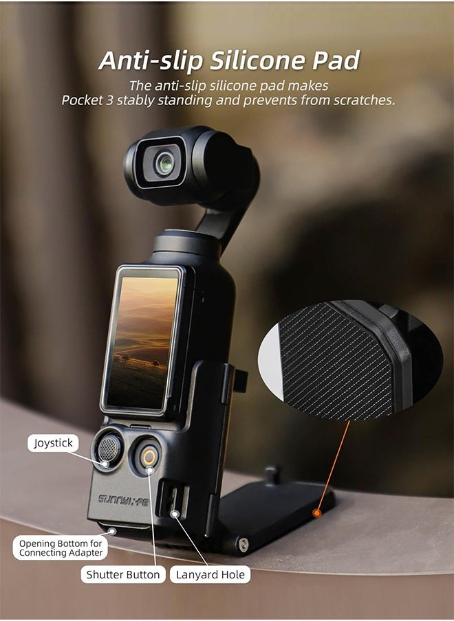 GIFT Magnetic Suction Bracket, Compatible With Dji Osmo Pocket 3, Pocket3 Accessory Expansion Adapter Magnetic Suction Shell Base,For Desktop, Vertical Surface Use, Adjustable, Black  - Image 3