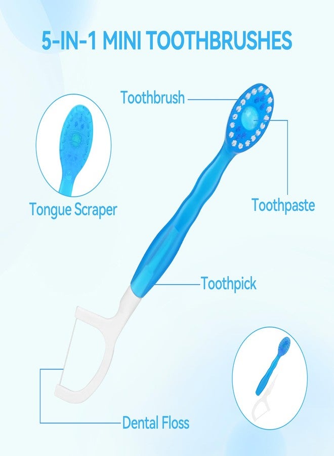 Erinde 24Pack 5 in 1 Mini Disposable Toothbrushes with Toothpaste + Tongue Scraper + Picks + Floss Travel Case, Prepasted Travel Toothbrushes Pick for Work or Travel, Soft Brushes - Image 3