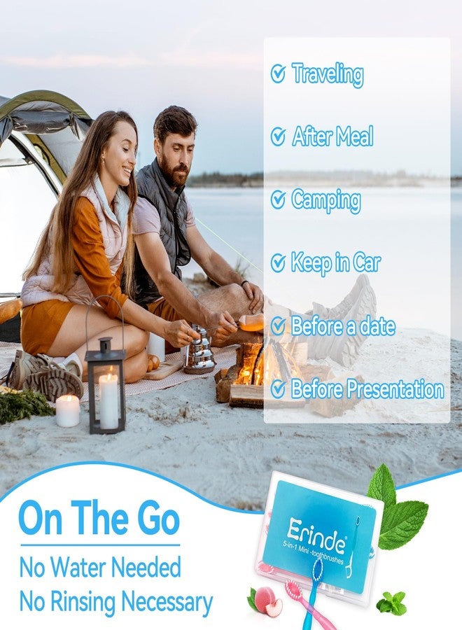 Erinde 24Pack 5 in 1 Mini Disposable Toothbrushes with Toothpaste + Tongue Scraper + Picks + Floss Travel Case, Prepasted Travel Toothbrushes Pick for Work or Travel, Soft Brushes - Image 5