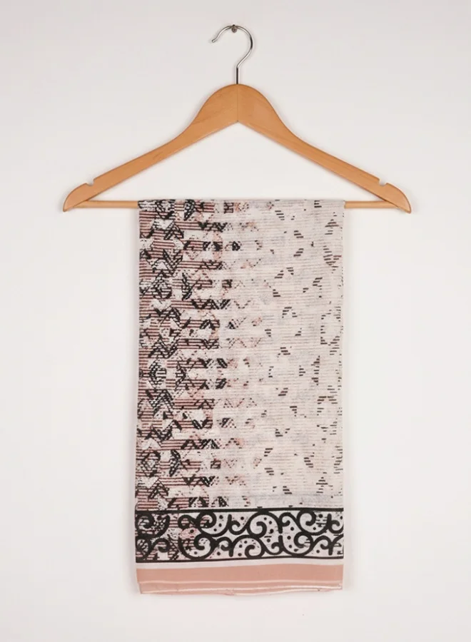 lamha abaya Dove Blush Scarf – Chiffon with a Soft Print and Black Border
