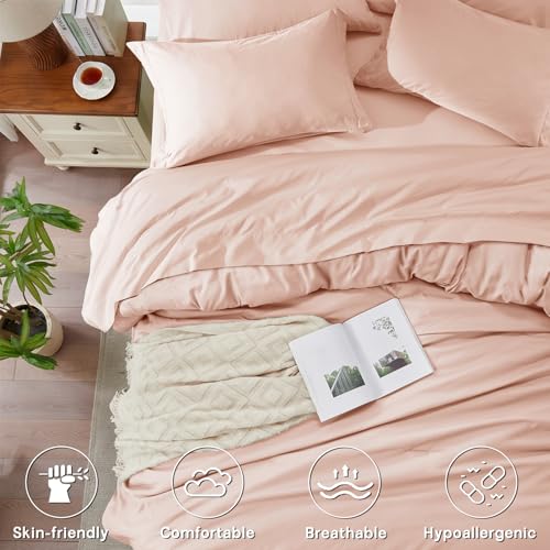 Anluoer Pink Queen Comforter Set 7 Pieces, Bed in a Bag with Sheets, All Season Bedding Sets with 1 Comforter, 2 Pillow Shams, 2 Pillowcases, 1 Flat Sheet, 1 Fitted Sheet - Image 4