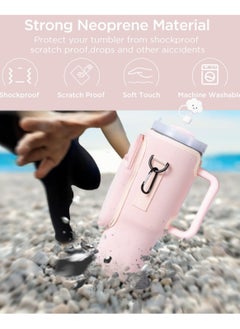 Reema Water Bottle Carrier Bag with Phone Pocket for Stanley 40oz Tumbler Neoprene Water Bottle Holder Pouch with Adjustable Strap Bollus with Carabiner for Stanley Cup Accessories  - Image 3