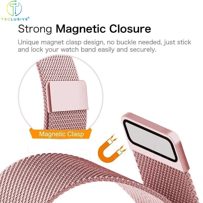 T TECLUSIVE Luxury Magnetic Loop Metal Chain Strap Compatible for Amazfit Watch | Adjustable Magnetic Band (GTS 3, 2e, 2, 2 Mini, Neo, Bip U Pro, Bip S Lite, Rose Gold) - Image 2