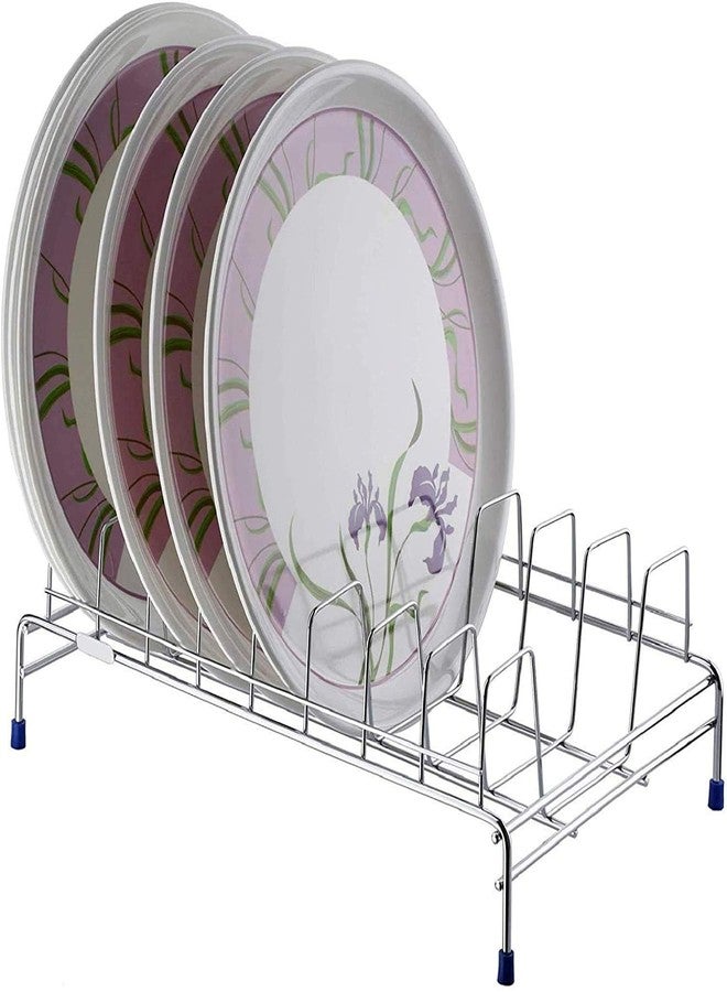 Gcrox Stainless Steel Plate Stand for 8 Plate Kitchen Rack Plate Storage Thali Stand Plate Drainer for Home & Kitchen | Size: 13x10x5.5 Inch - Image 3
