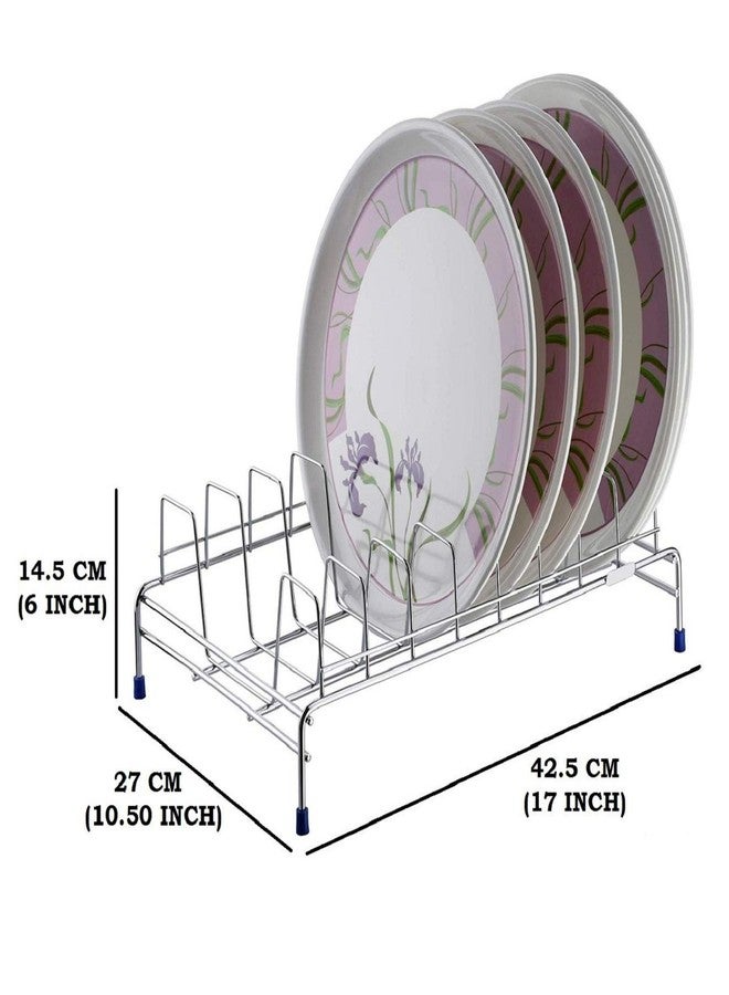 Gcrox Stainless Steel Plate Stand for 8 Plate Kitchen Rack Plate Storage Thali Stand Plate Drainer for Home & Kitchen | Size: 13x10x5.5 Inch - Image 2