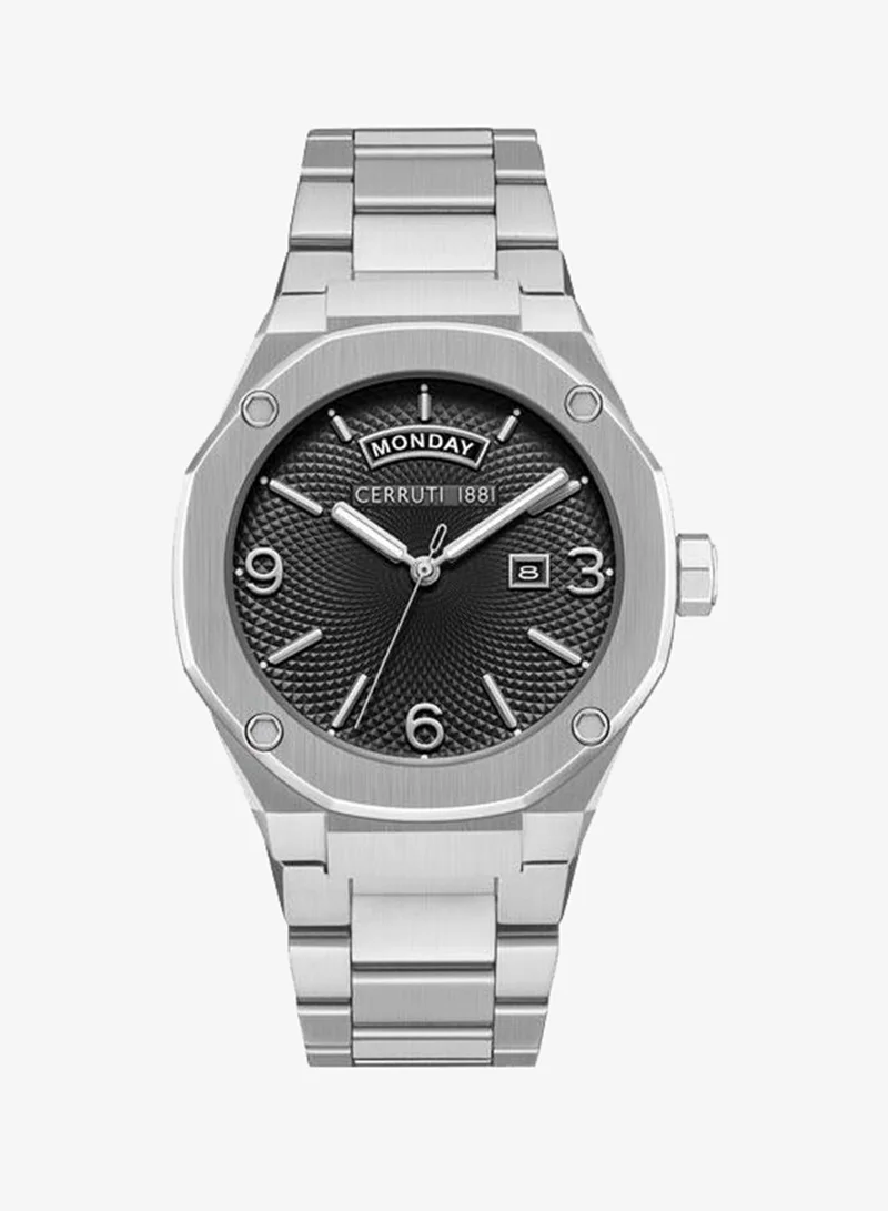 CERRUTI 1881 Razzuolo 41mm Black Dial Stainless Steel Bracelet Analog Watch For Men