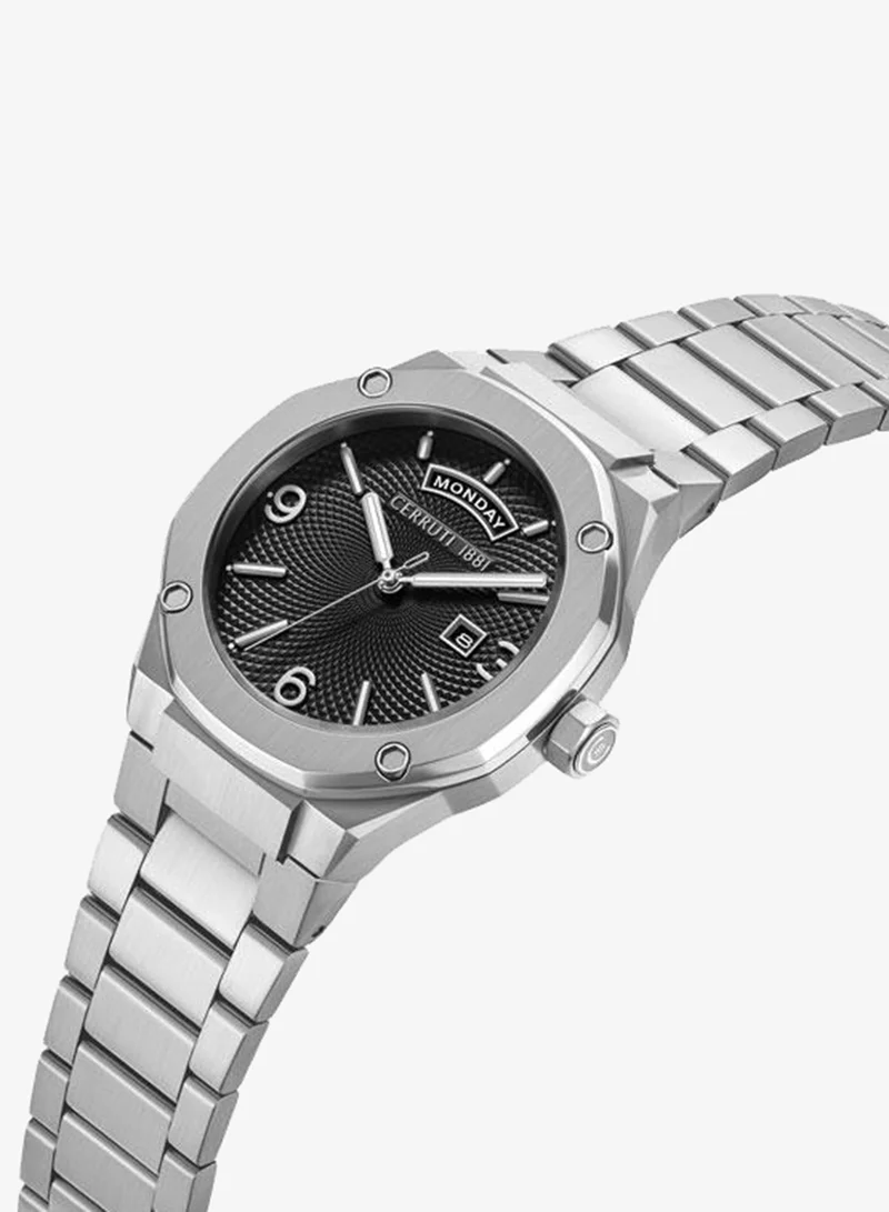 CERRUTI 1881 Razzuolo 41mm Black Dial Stainless Steel Bracelet Analog Watch For Men