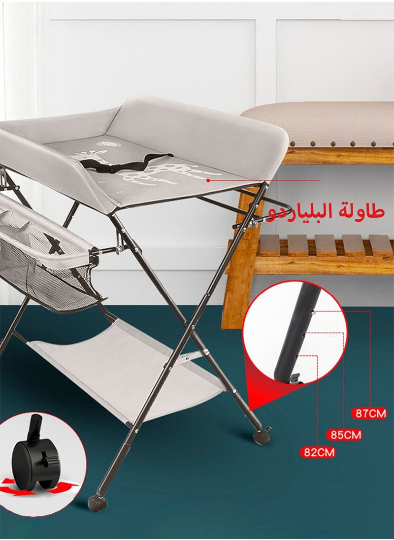 Arabest Portable Foldable Waterproof Baby Changing Table with Wheels Portable Nursery Organizer for Newborn Essentials Grey  - Image 3