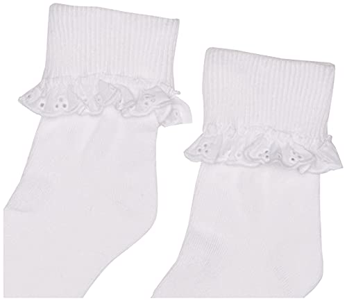 Jefferies Socks Girl's Eyelet Lace Socks 3 Pair Pack, White, X-Small - Image 2