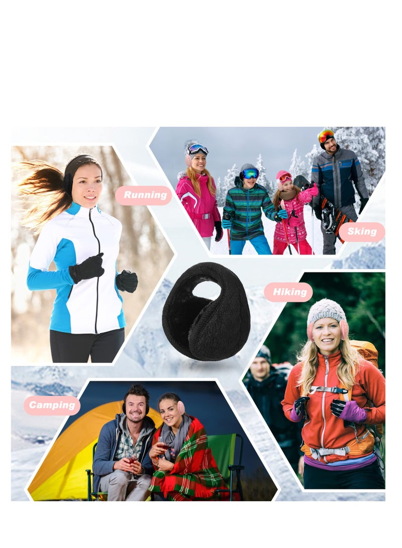 SOLARAE 2Pieces Foldable Ear Warmers Adjustable Knitted Earmuffs with Fuzzy Fleece Lining Unisex Furry Winter Earmuffs - Image 5