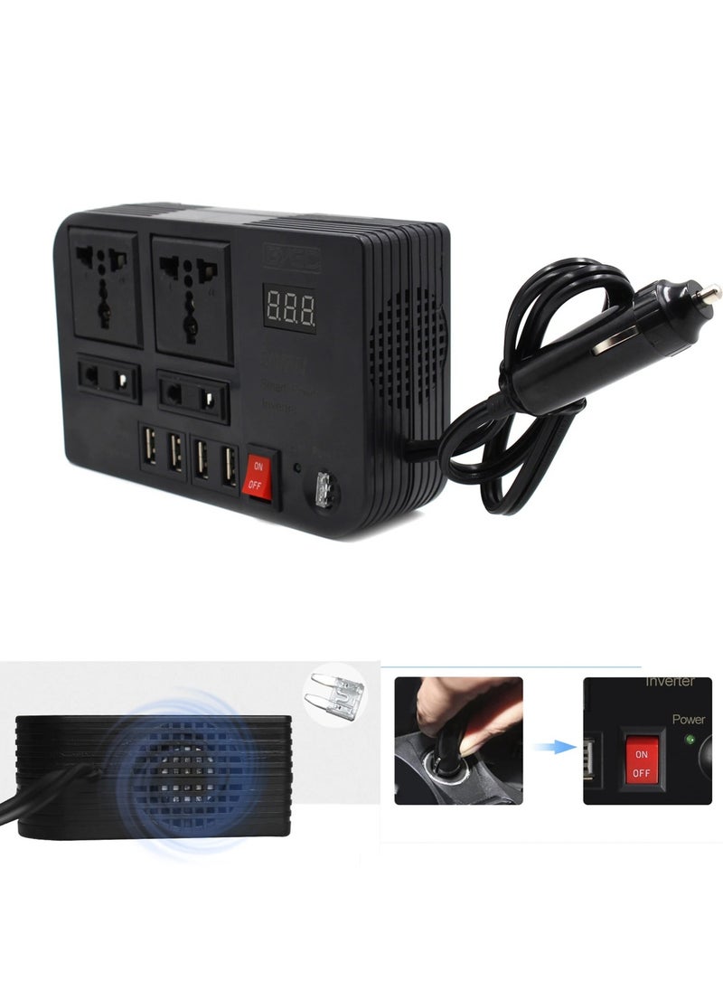 Generic 300W Car Power Inverter With 4 USB Socket Auto Charger Converter DC 12V To AC 220V Fast Charging Part  - Image 1