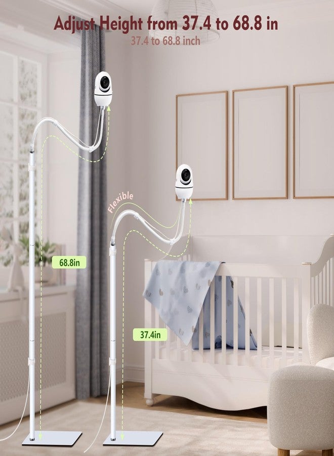CaGuan Baby Monitor Floor Stand Compatible with HelloBaby, Nanit Pro, Infant Optics, Babysense, Owlet, Baby, Bonoch, Adjustable Height from 37.4-69, Universal Baby Camera Stand Mount, Safety for Nursery - Image 4