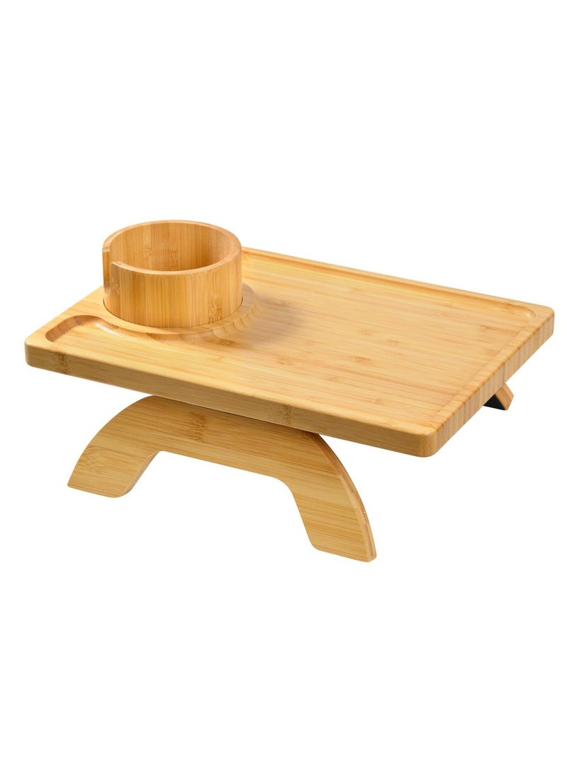 Generic Sofa armrest tray, sofa armrest tray with cup holder, sofa armrest clip, bamboo armrest tray, small electronic non-slip folding side table, drinks, eating, remote control, snacks, useful gifts - Image 1