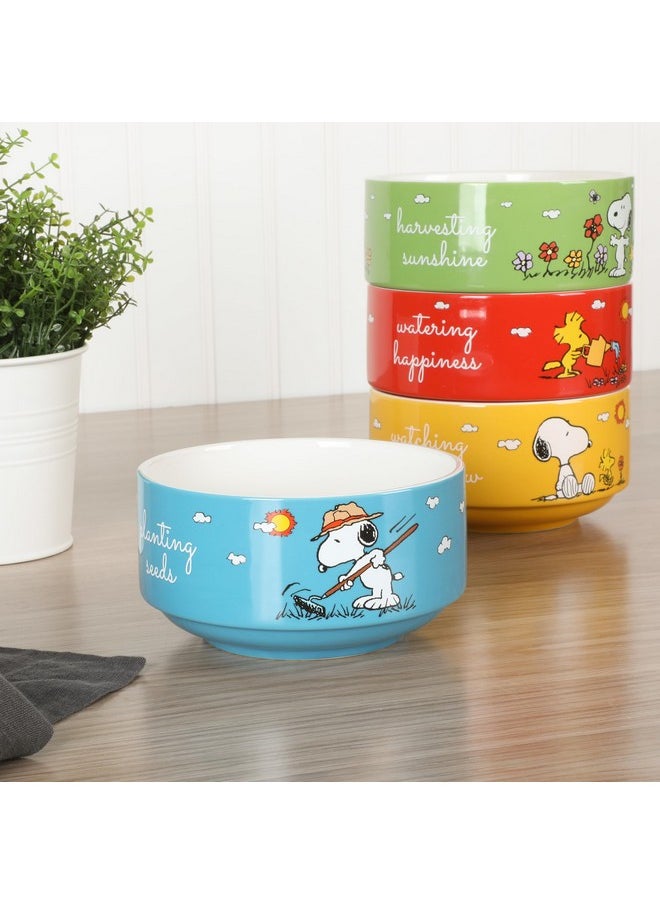 Peanuts Peanuts Snoopy 4 Pack Stackable 5.5" Decorated Stoneware Bowl Set  - Image 2