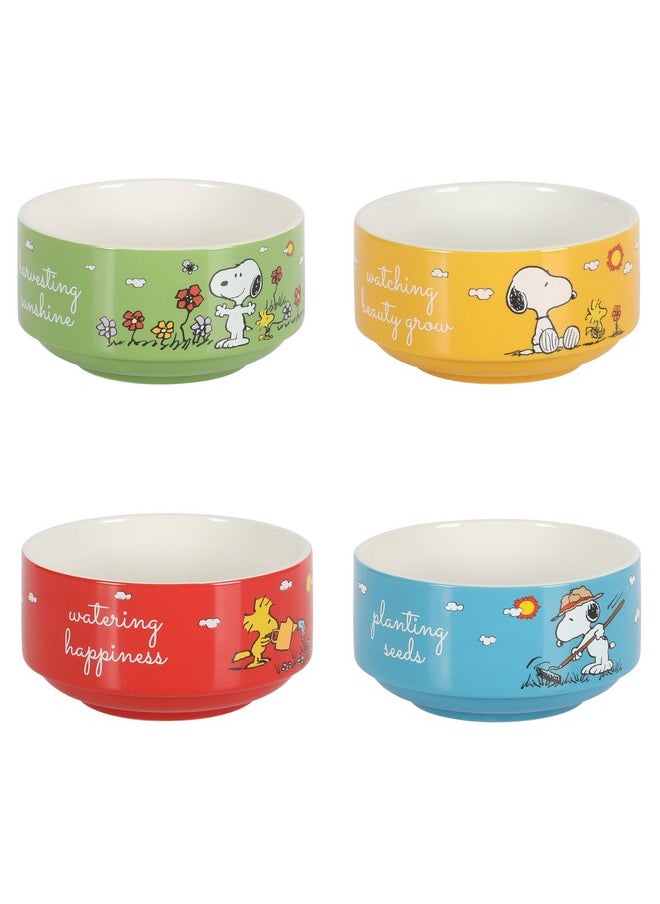 Peanuts Peanuts Snoopy 4 Pack Stackable 5.5" Decorated Stoneware Bowl Set  - Image 3