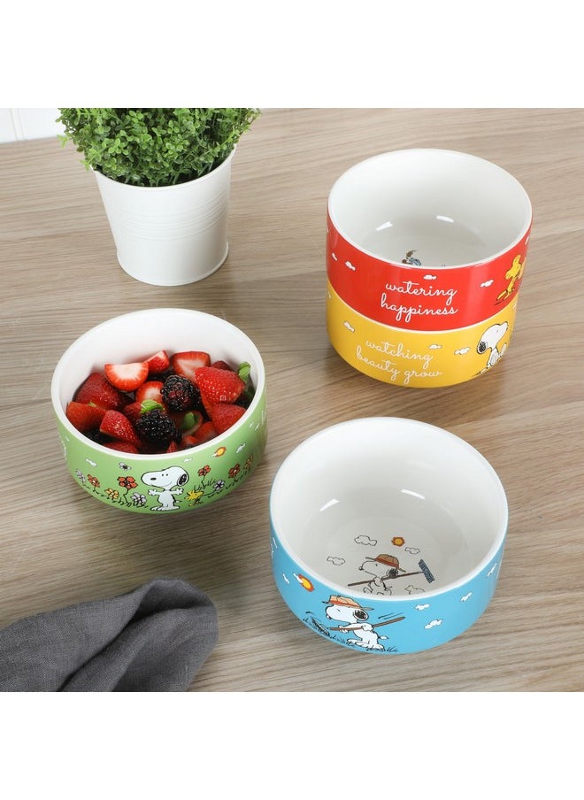 Peanuts Peanuts Snoopy 4 Pack Stackable 5.5" Decorated Stoneware Bowl Set  - Image 1