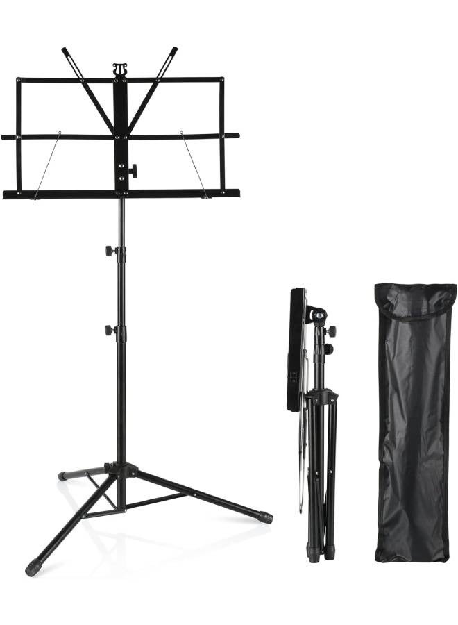 Generic Display4top adjustable heights sheet music stand holder,portable folding metal music stand with carrying bag,lightweight for storage or travel, black  - Image 1