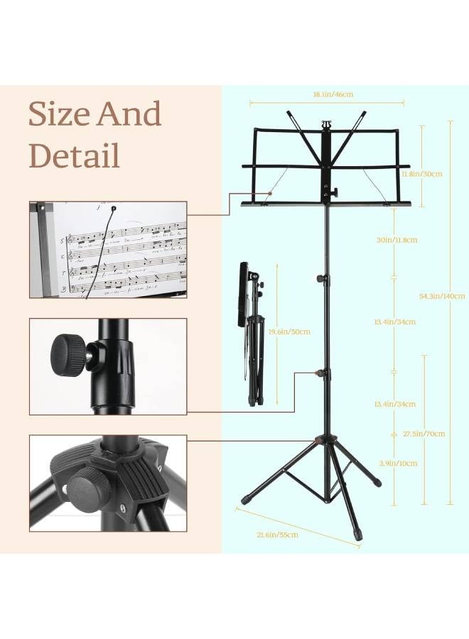 Generic Display4top adjustable heights sheet music stand holder,portable folding metal music stand with carrying bag,lightweight for storage or travel, black  - Image 2
