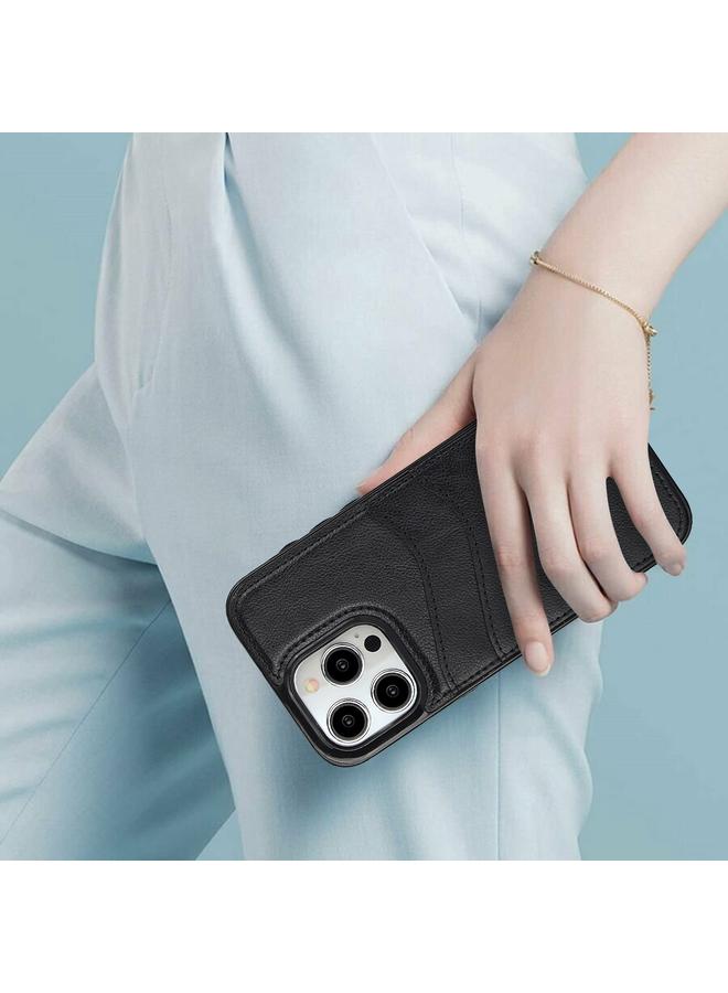 Zaboon Case For iPhone 13 Litchi Leather Skin Card Slots Phone Case - Image 4