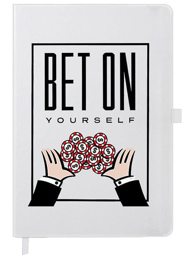 Theodor Designer A5 Thick White Hardcover Notebook Bet On Yourself - Image 1
