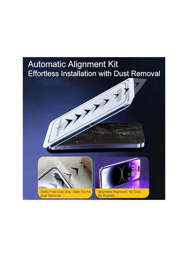 بروماس فيلم مقسى للغرفة النظيفة من الحرير، فيلم زجاجي مقسى عالي الدقة مضاد للزقزقة، واقي شاشة للخصوصية لهاتف iPhone 16/15/14/13/12 Pro Max/Plus (قطعتان/إصدار الخصوصية) - Image 3