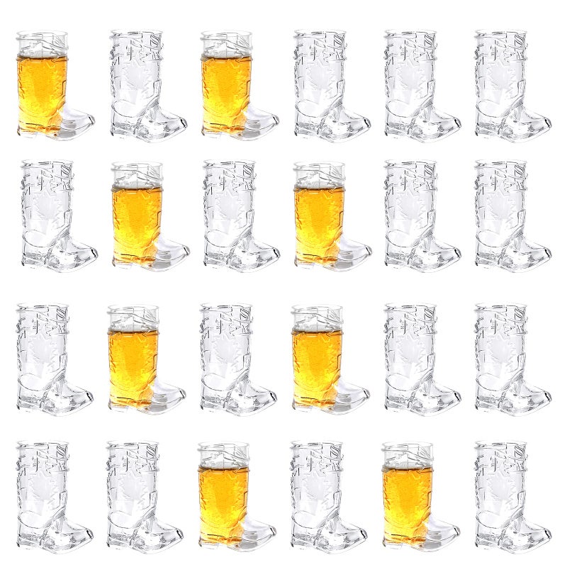 YAXINRUI YAXINRUI Cowboy Boot Shot Glasses - 24 Pcs 1 Oz Mini Plastic Cowboy Shot Glasses Boot Cups for Cowboy Theme Parties Decorations, Bachelorette Party Supplies, Wedding and Birthday Decorations  - Image 1