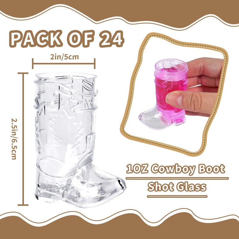 YAXINRUI YAXINRUI Cowboy Boot Shot Glasses - 24 Pcs 1 Oz Mini Plastic Cowboy Shot Glasses Boot Cups for Cowboy Theme Parties Decorations, Bachelorette Party Supplies, Wedding and Birthday Decorations  - Image 2