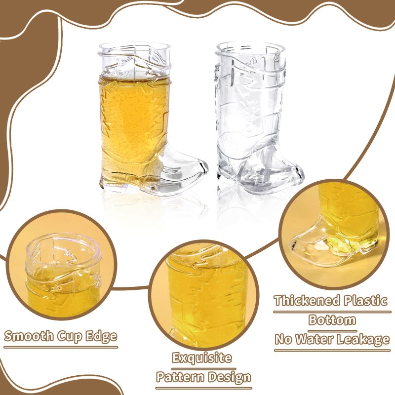 YAXINRUI YAXINRUI Cowboy Boot Shot Glasses - 24 Pcs 1 Oz Mini Plastic Cowboy Shot Glasses Boot Cups for Cowboy Theme Parties Decorations, Bachelorette Party Supplies, Wedding and Birthday Decorations  - Image 3