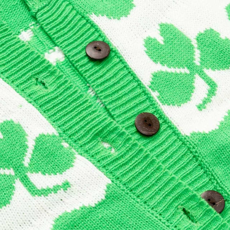 Beopjesk Women's Funny Winter Long Sleeve St Patrick's Day Button Knit Cardigan Sweater Irish Shamrock Knitted Outerwear (ST-Green,L) - Image 4