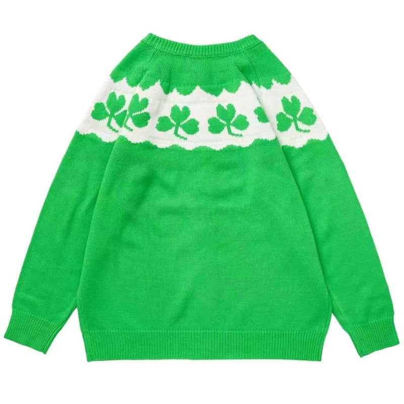Beopjesk Women's Funny Winter Long Sleeve St Patrick's Day Button Knit Cardigan Sweater Irish Shamrock Knitted Outerwear (ST-Green,L) - Image 3