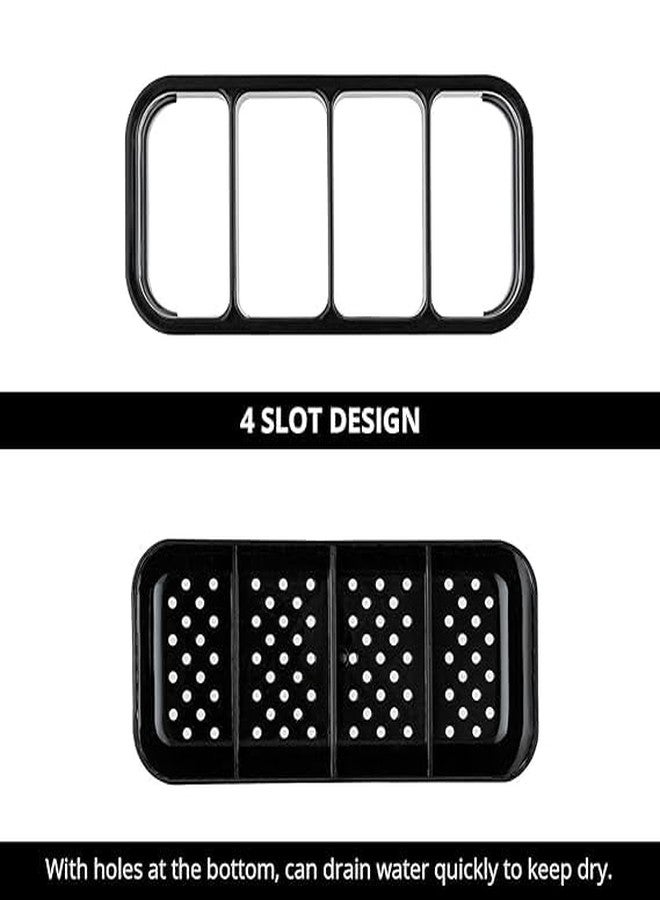 CLOUDTAB Stainless Steel Kitchen Utensil Holder & Drainer – Modern Rectangular Cutlery & Kitchen Sink Storage Caddy for Spoons, Forks, Chopsticks & Tableware, Cutlery Utensils Drying Rack Basket - Image 3