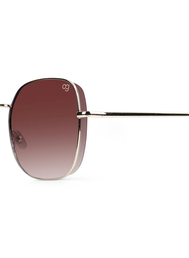 Woggles Latest & Stylish UV Protected Golden Oversized Sunglasses for Women
