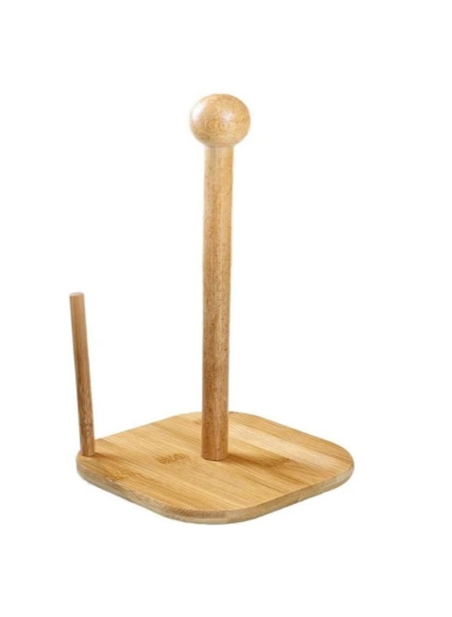 ATM Eco-Friendly Bamboo Paper Towel Holder with Square Base – 15x31cm - Image 1