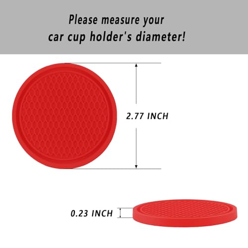 ZSDY Car Cup Coaster, 4PCS Universal Auto Non-Slip Cup Holder Embedded in Ornaments Silicone Coaster, Car Interior Accessories Sets, Red - Image 2