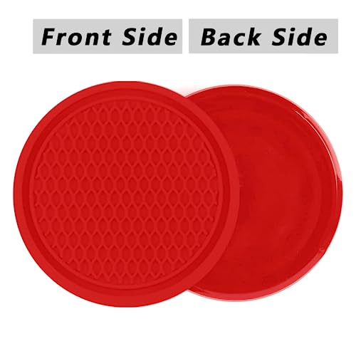 ZSDY Car Cup Coaster, 4PCS Universal Auto Non-Slip Cup Holder Embedded in Ornaments Silicone Coaster, Car Interior Accessories Sets, Red - Image 5